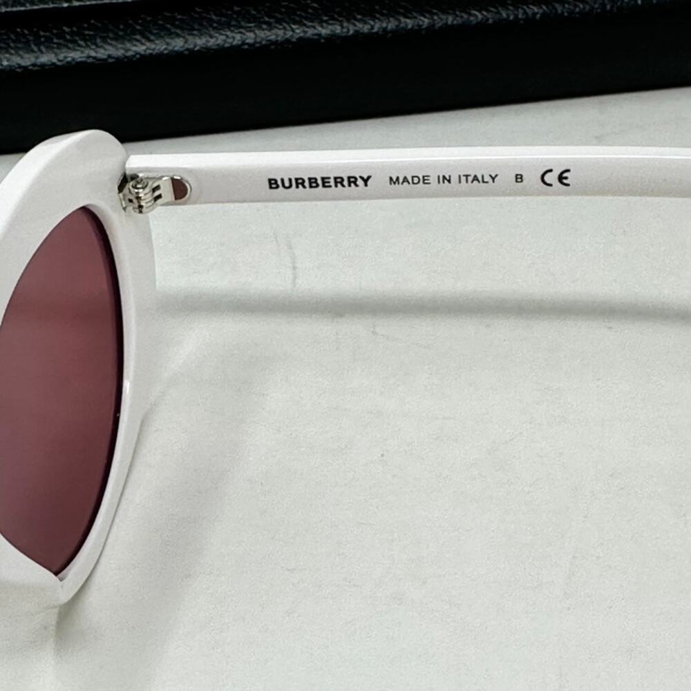 Burberry Women's White Oval Sun Glasses Designer Summer Style Classic Timeless - Picture 3 of 13